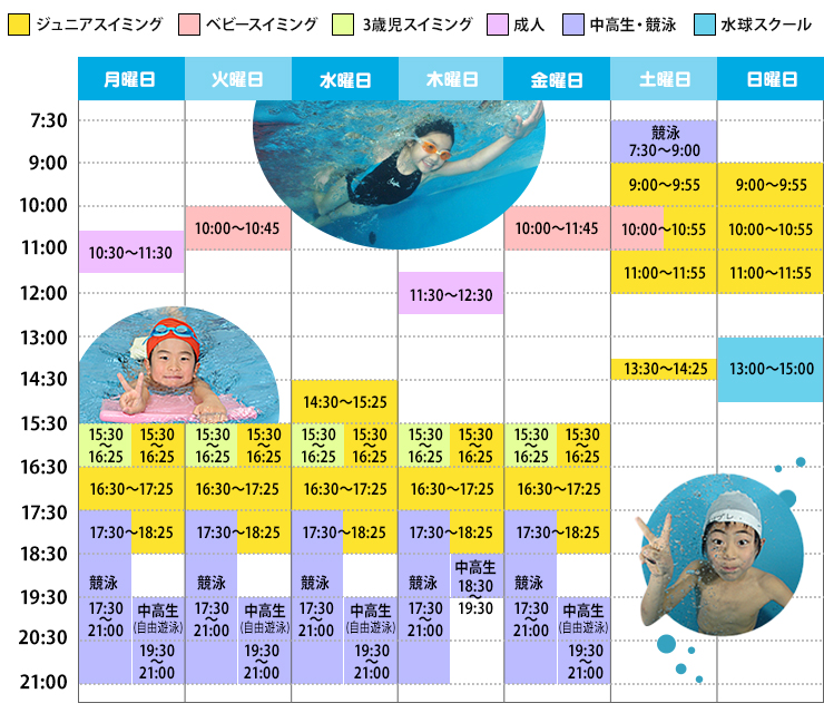 スイミング タイムスケジュール